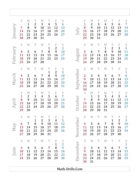 Yearly Calendar Beginning On Monday January 1 B