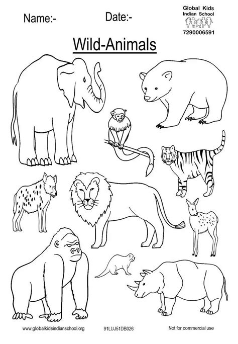Wild And Farm Animals Coloring Page