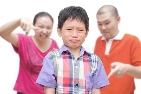 Boy Crying While Parents Scold Him Stock Image Image Of Home Child