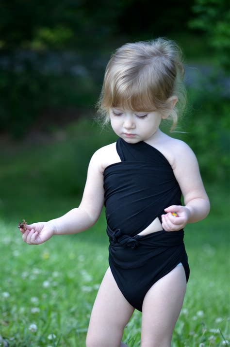 Extra Small Bathing Suit Classic Black Wrap Around Swimsuit Pre Teen A