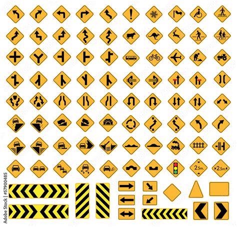 Warning Road Signs Stock Vector Adobe Stock
