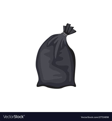 Flat Cartoon Garbage Bag Isolated On White Vector Image