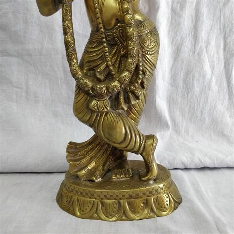 Brass Krishna Statue Antique Brass Krishna Brass Etsy