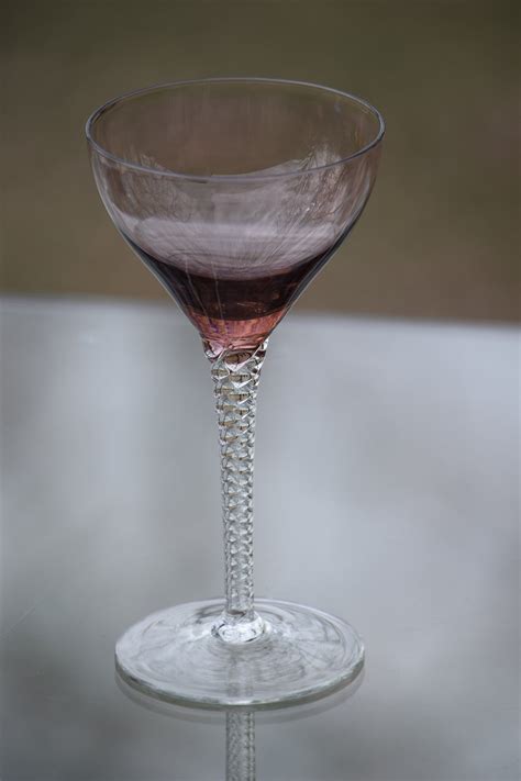 Vintage Multi Colored Clear Twisted Stem Wine Glasses Set Of 4 4 Oz