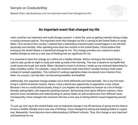 ⇉an Important Event That Changed My Life Essay Example Graduateway