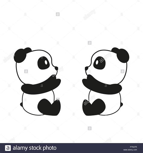 Two Pandas Isolated On White Background Vector Illustration Stock
