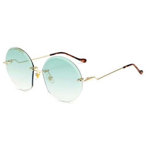 Luxury Rimless Oversized Sunglasses Women Brand Designer Round Vintage Female Sun Glasses For