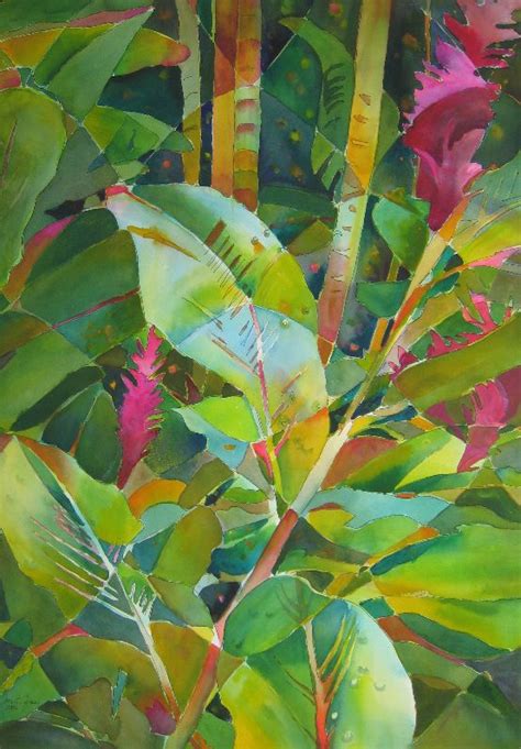 010610 Tropical Foliage By Jane Jones Watercolor ~ 30 X 22 Floral Art