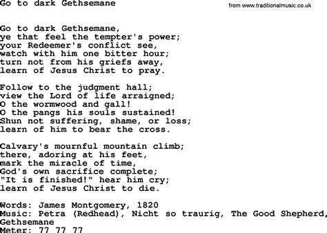 Hymns Ancient And Modern Song Go To Dark Gethsemane Lyrics Midi