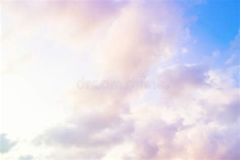 Bright Sky And Cloud Colorful Pink And Blue Pastel Tone Color Stock