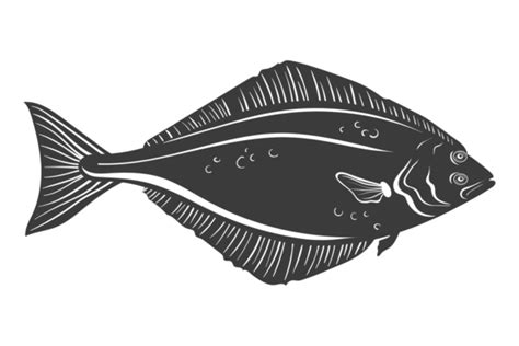 Halibut Icon Black Fish Silhouette Fis Graphic By Smartstartstocker
