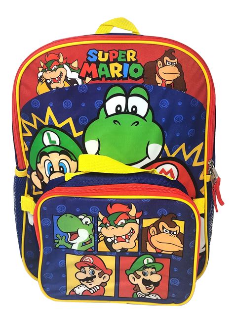 Super Mario Backpack 16 Luigi Nintendo And Detachable Insulated Lunch