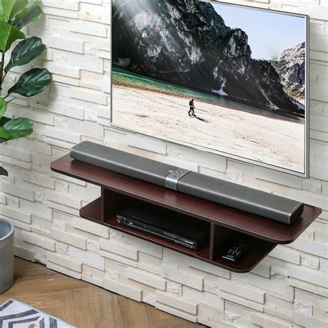 Fitueyes Wall Mounted Media Console Floating Tv Stand Component Shelf