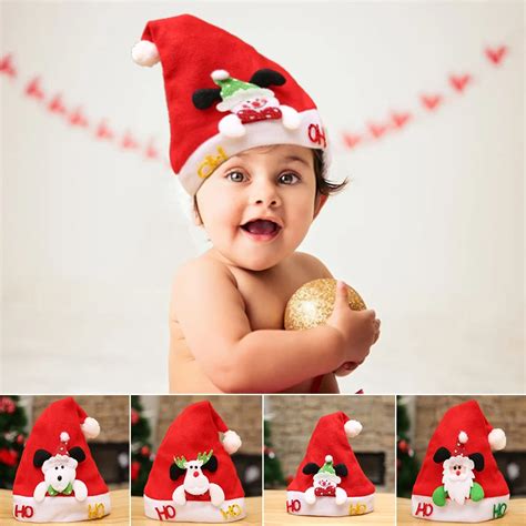 New Red Children Christmas Cute Hat Snowman Santa Claus Bear Elk