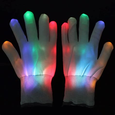 1 Pair Led Flashing Gloves Colorful Finger Light Christmas Halloween