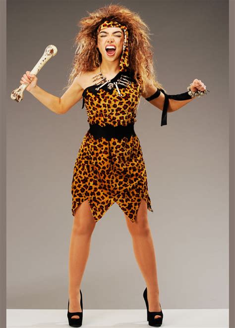Cavewoman Prehistoric Costume Leopard Print Womens Ladies Fancy Dress