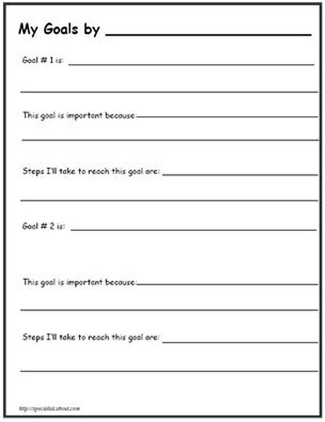 Printable Worksheets For Back To School Goal Setting Goals Worksheet