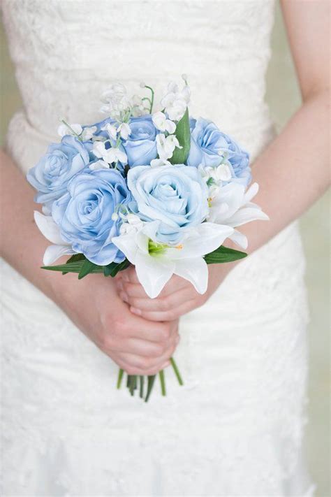 Blue White Bridesmaid Bouquet Small Bridal Bouquet Light