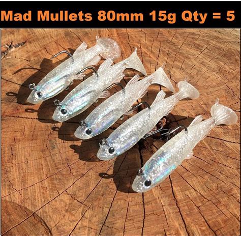 X 5 Vibe Lure Soft Plastics 80 Mm Mad Mullet Paddle Tail Soft Vibe