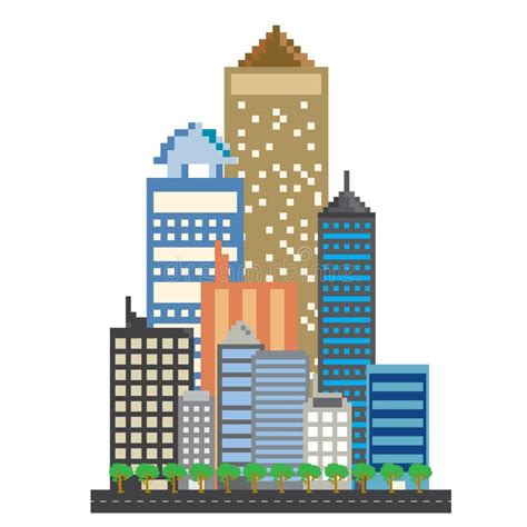 Pixels Art Building In The City Stock Vector Illustration Of Urban