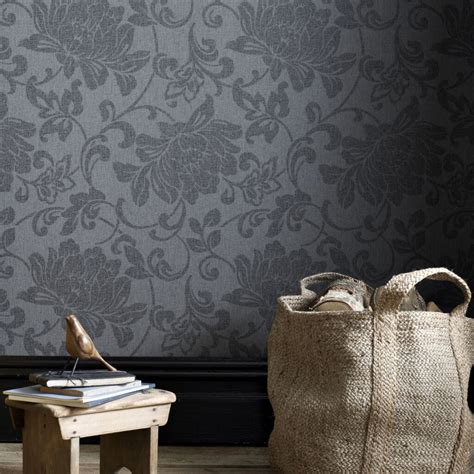 I love wallpaper floris floral wallpaper charcoal, multicoloured. Jacquard Charcoal | Graham & Brown