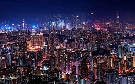 Hong Kong Night Hong Kong Cityscape Metropolis City Lights