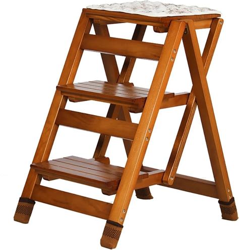 Lxyfms Solid Wood Step Stool 3 Layer Ladder Folding Stair