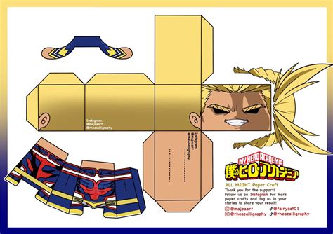 Boku No Hero All Might Paper Craft Paper Doll Template Anime Crafts