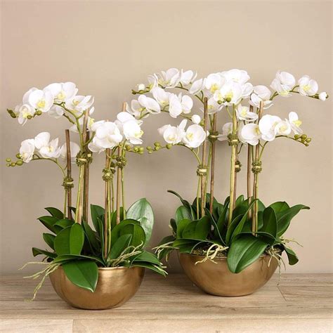 Glory Silk Orchid Arrangement Faux Roses In Vase