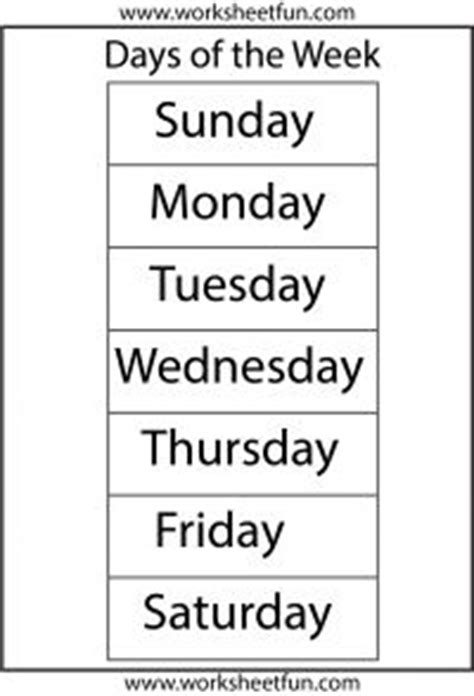 The grade r programme for terms 1 to 4 is organised into 20 themes, each of which contain enough work for two weeks. Days of the Week - 1 Worksheet | Printable Charts | Free ...