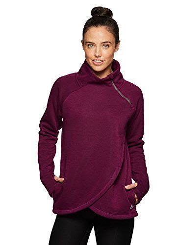 Rbx Activewear Womens Fleece Pullover Sweatshirt With Zip Mock Neck Pockets And Thumb Holes
