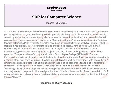 Sample Sop For Ms In Cs 2 Big Data Databases