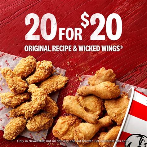 Deal Kfc 20 For 20 10 Pieces Original Recipe 10 Wicked Wings Newcastle Only Frugal Feeds