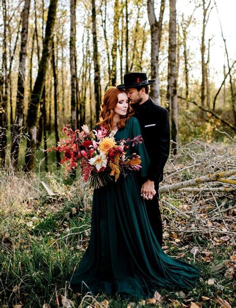 Wild Free Autumn Elopement Inspiration Green Wedding Dresses