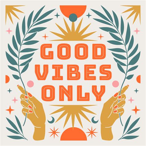 Good Vibes Only Boho Mystical Poster With Inspirational Quote Trendy Bohemian Celestial Style