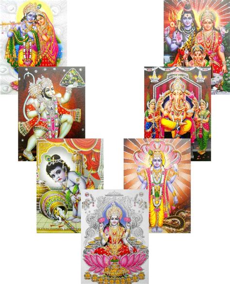 Wholesale Lot Of 10 Hindu Gods And Goddess Glitter Posters Size 5x7