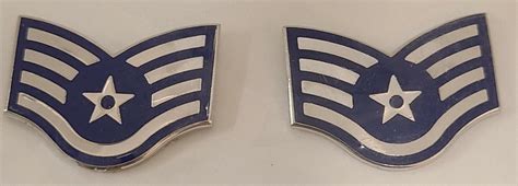 Usaf Staff Sergeant Ssgt Metal Chevron Rank Insignia Collar Badges 1