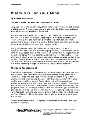 Exercise 1 2 is, won't 3 won't get, waits 4 don't hold, 'll lose 5 won't accept, doesn't like 6 arrange, won't arrive 7 'll cancel, rains. Vitamin G For Your Mind Readworks Answer Key Pdf - Fill ...