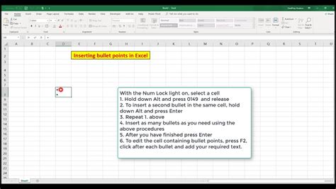 How To Easily Insert Bullet Points In Excel For Windows And Mac Youtube