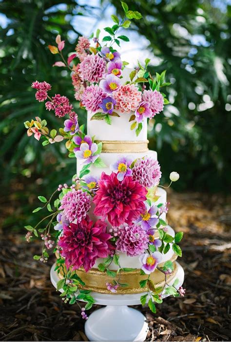 colorful sugar flower wedding cake decorated cake by cakesdecor
