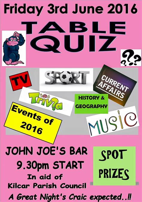 Table Quiz for Parish Council