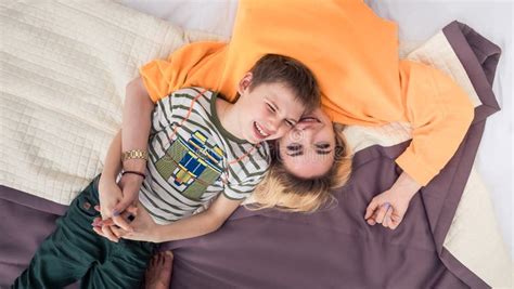 mother with son on bed mother and son having fun stock image image of happy face 112860405
