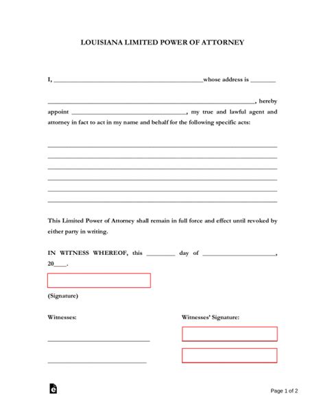 Free Louisiana Limited Power Of Attorney Form PDF Word EForms