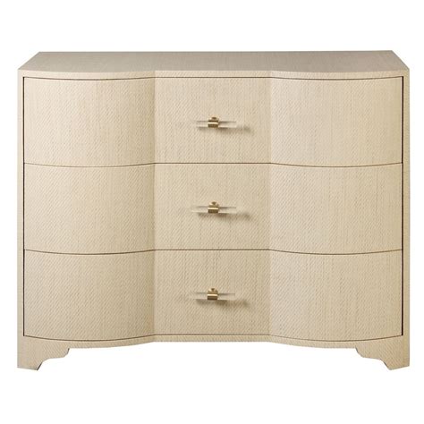 Worlds Away Plymouth Three Drawer Chest In Natural Grasscloth And Acrylic Hardware Plymouth Nat
