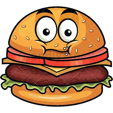 Chewing Hamburger Emoji Cartoon Vector Clipart Friendlystock Burger
