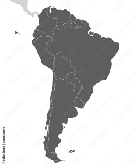 Poster Geography Background Political Blank South America Map
