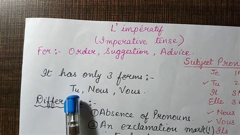 A sentence might need both a direct and indirect object, or a reflexive pronoun as well as an adverbial. 22 L'imperatif or imperative tense in French - YouTube