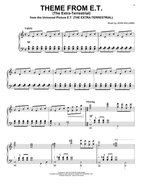 Print and download tom sawyer sheet music by rush. Theme from E.T. (The Extra-Terrestrial) | Sheet Music Direct