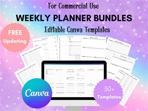 Weekly Planner Canva Templatesweekly Schedule Plannerweekly Etsy
