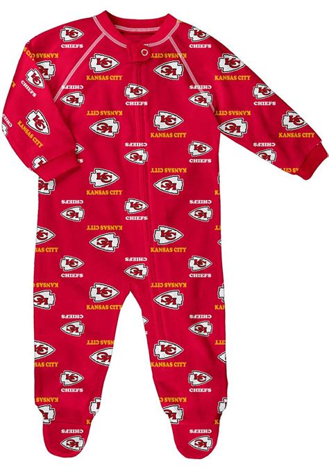 Kansas City Chiefs Baby Red Raglan Loungewear One Piece Pajamas Image